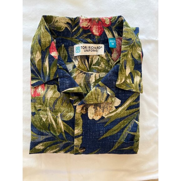 Tori Richard Uniforms Hawaiian Style Floral Button-Up Shirt M Cotton/Rayon Blend - Picture 6 of 6